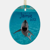 Personalisierter Weißer Hai Keramik Ornament (Rechts)