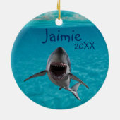 Personalisierter Weißer Hai Keramik Ornament (Hinten)