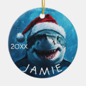 Personalisierter Weißer Hai Keramik Ornament (Vorne)