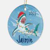 Personalisierter Weißer Hai Keramik Ornament (Links)