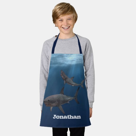 Personalisierter Weißer Hai Schürze (Getragen)