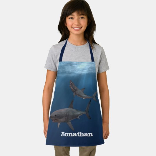 Personalisierter Weißer Hai Schürze (Insitu)