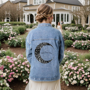 Personalisierter Weißer Halbmond Jeansjacke