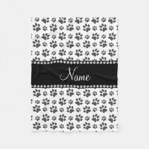 Personalisierter weißer Hundetatzennamensdruck Fleecedecke