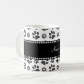Personalisierter weißer Hundetatzennamensdruck Kaffeetasse (Vorderseite Links)