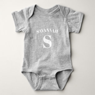 Personalisierter weißer individuelle Name Monogram Baby Strampler