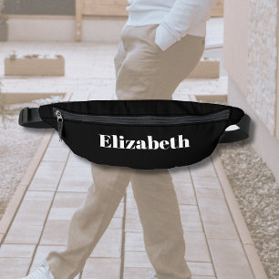 Personalisierter weißer klassischer Name Black S Bauchtasche