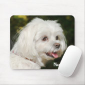 Personalisierter weißer maltesischer Welpenhund Mousepad (Mit Mouse)