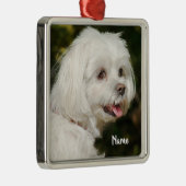 Personalisierter weißer maltesischer Welpenhund Ornament Aus Metall (Rechts)