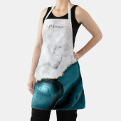 Personalisierter weißer Marmor Aquamarin Blue Gold Schürze (InSitu)