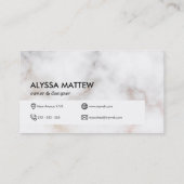 Personalisierter weißer Marmor Elegant Moderne Visitenkarte (Rückseite)