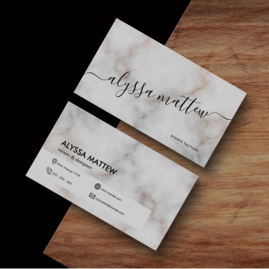 Personalisierter weißer Marmor Elegant Moderne Visitenkarte