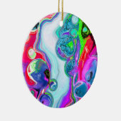 Personalisierter weißer Marmorfluss Digital Fluid Keramik Ornament (Rechts)