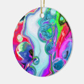 Personalisierter weißer Marmorfluss Digital Fluid Keramik Ornament (Links)