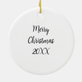 Personalisierter weißer Marmorfluss Digital Fluid Keramik Ornament (Hinten)