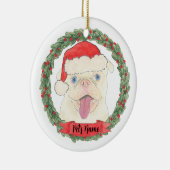 Personalisierter weißer Mops Keramik Ornament (Rechts)