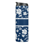 Personalisierter weißer Navy-Floral Decorator Tumb Thermosbecher (Nach rechts gedreht)