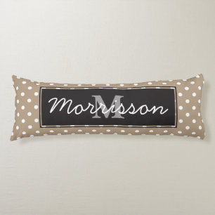 Personalisierter weißer Polka Dots Schwarzer Deko Seitenschläferkissen