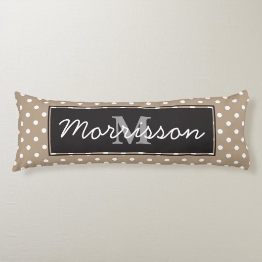 Personalisierter weißer Polka Dots Schwarzer Deko  Seitenschläferkissen (Vorderseite)