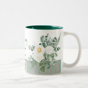 Personalisierter weißer Rosen-Blumenbecher, elegan Zweifarbige Tasse