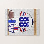 Personalisierter weißer roter blauer Fußball Puzzle (Horizontal)