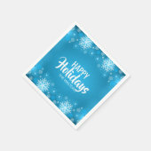 Personalisierter, weißer Schneeflocken Happy Holid Serviette (Ecke)