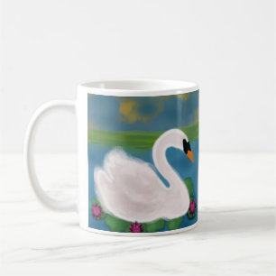 Personalisierter Weißer Schwan im Teich bei Sonnen Kaffeetasse