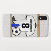 Personalisierter weißer schwarzer Fußball-Fußball Case-Mate iPhone Hülle (Rückseite (Horizontal))