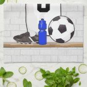 Personalisierter weißer schwarzer Fußball-Fußball Handtuch (Gefaltet)