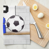 Personalisierter weißer schwarzer Fußball-Fußball Handtuch (Viertel Falte)