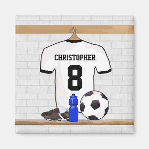 Personalisierter weißer schwarzer Fußball-Fußball Magnet