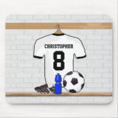 Personalisierter weißer schwarzer Fußball-Fußball Mousepad (Vorne)