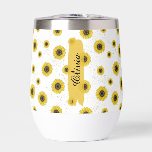 Personalisierter weißer Sonnenblumen-Muster 11oz B (Vorderseite)