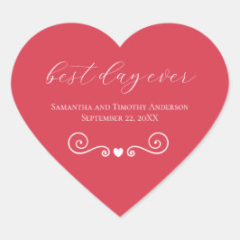 Personalisierter, weißer Tag je Herz-Aufkleber