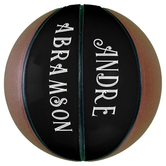 Personalisierter weißer Typ auf schwarz Basketball (Vertikal)