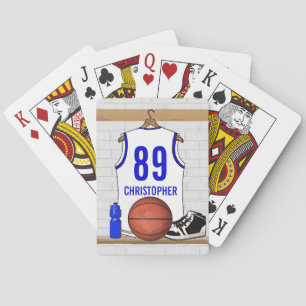 Personalisierter weißer und blauer Basketball Spielkarten