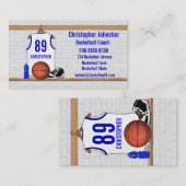 Personalisierter weißer und blauer Basketball Visitenkarte (Vorne/Hinten)