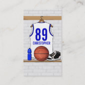 Personalisierter weißer und blauer Basketball Visitenkarte (Rückseite)