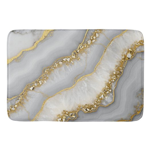 Personalisierter weißer und goldflüssiger Mondstei Badematte (Vorderseite)