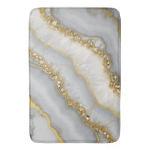 Personalisierter weißer und goldflüssiger Mondstei Badematte (Vorderseite Vertikal)