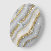 Personalisierter weißer und goldflüssiger Mondstei Große Wanduhr (Winkel)