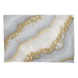 Personalisierter weißer und goldflüssiger Mondstei Kissenbezug