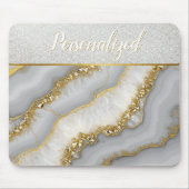 Personalisierter weißer und goldflüssiger Mondstei Mousepad (Vorne)