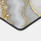 Personalisierter weißer und goldflüssiger Mondstei Schreibtischunterlage (Ecke)