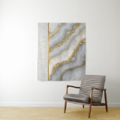 Personalisierter weißer und goldflüssiger Mondstei Wandteppich (Beispiel)