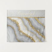 Personalisierter weißer und goldflüssiger Mondstei Wandteppich (Vorderseite (Horizontal))