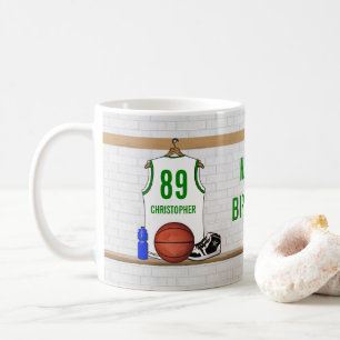 Personalisierter weißer und grüner Basketball Kaffeetasse