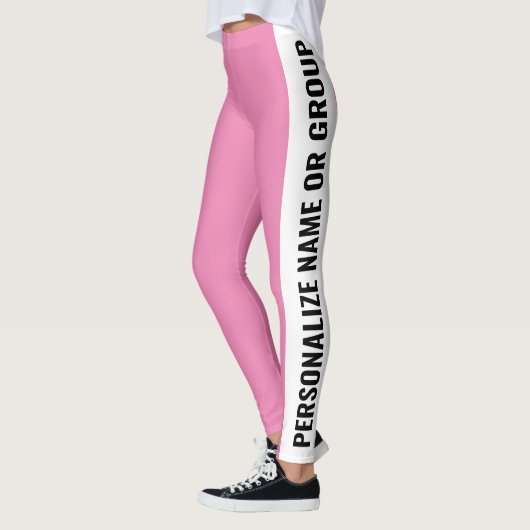 Personalisierter, weißer und rosa Stil Leggings (Links)