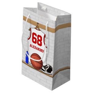Personalisierter weißer und roter Basketball Kleine Geschenktüte