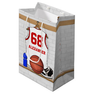 Personalisierter weißer und roter Basketball Mittlere Geschenktüte